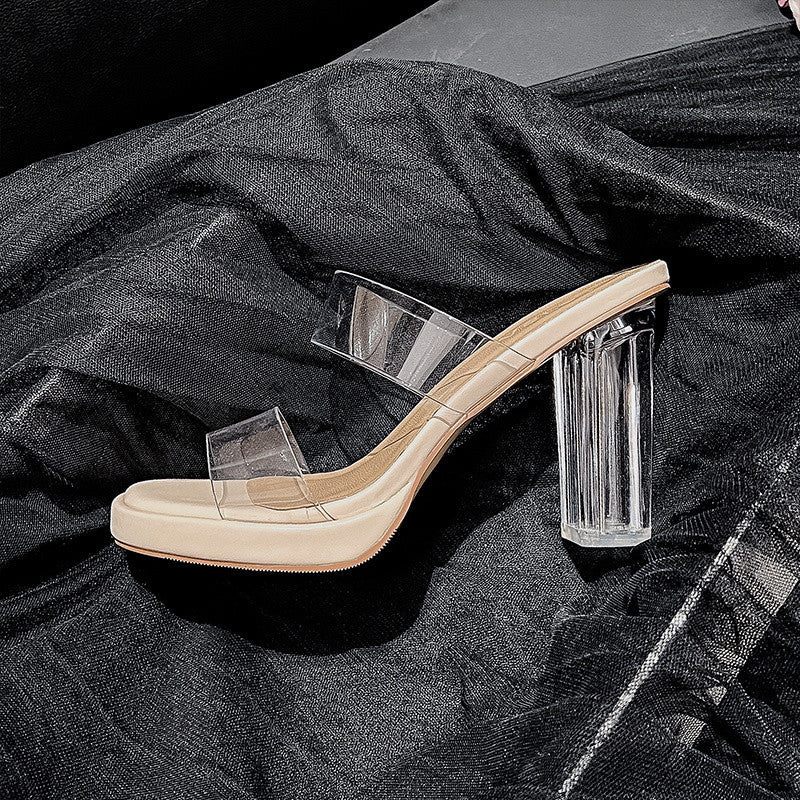 Damen Transparente Absatzsandalen mit klarem Blockabsatz und komfortablem Fußbett Drune