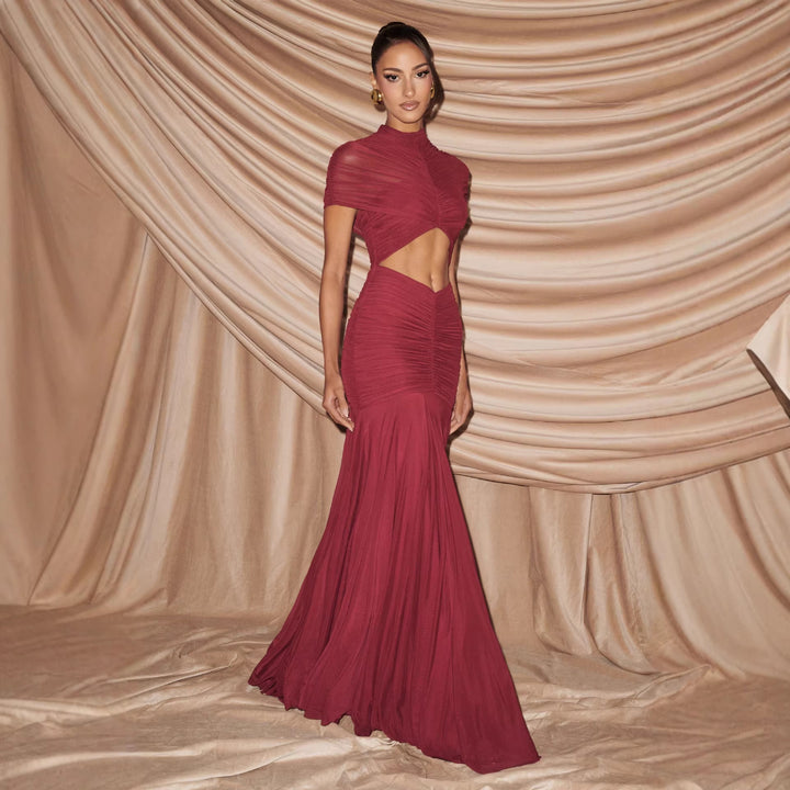 Damen Elegantes Abendkleid mit innovativem Cut-Out-Design und gefaltetem Stoff Drune