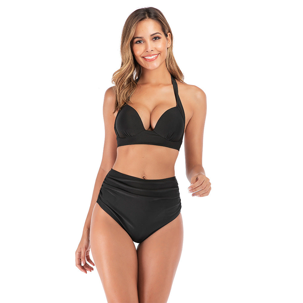 Damen Hochtaillierter Bikini mit tiefem Ausschnitt und trendigem Tiermuster Drune
