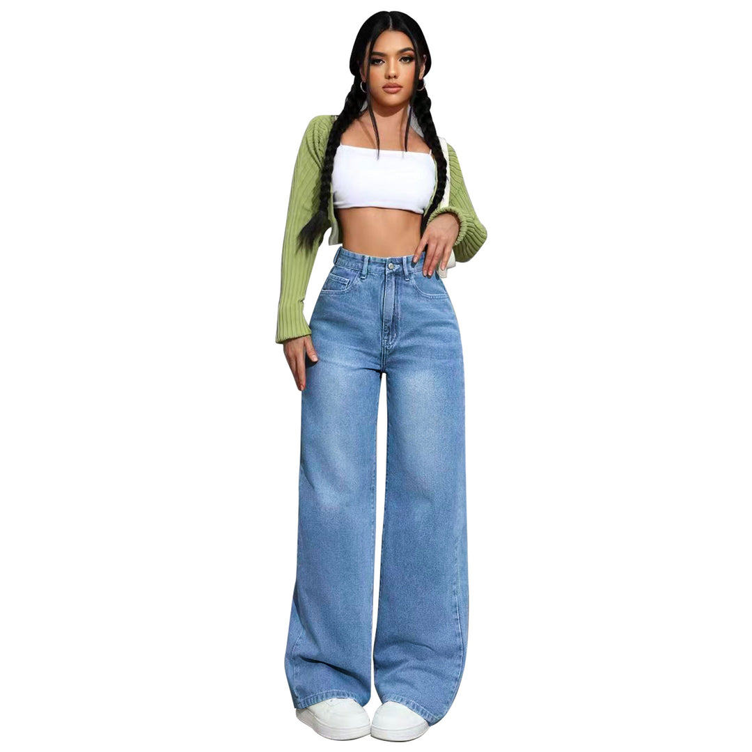 Damen High-Waist Palazzo-Jeans mit extra weitem Bein und soften Falten Drune