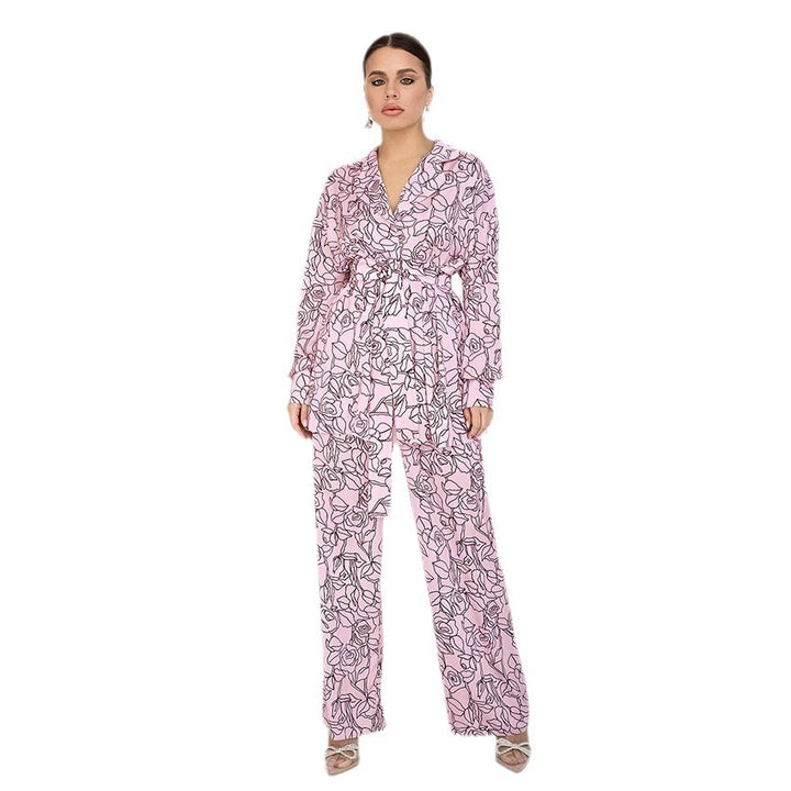 Damen modisches Blazer-Set mit floralen Akzenten Drune