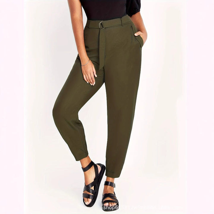 Drune | elegante High-Waist Chinohose mit Gürtel