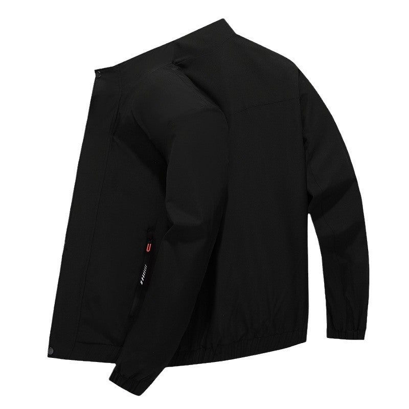 Herren Leichte atmungsaktive Windjacke mit Stehkragen, Reißverschlusstaschen und Kordelzug Saum Drune