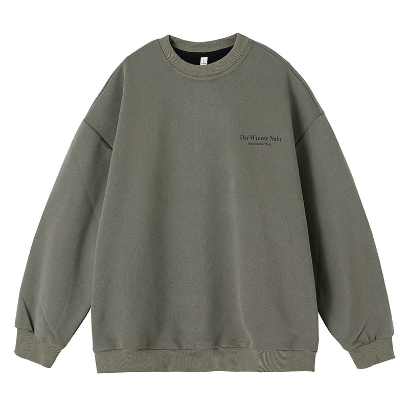 Unisex Oversize Rundhals-Sweatshirt aus schwerem French-Terry mit kleiner Bruststickerei Drune
