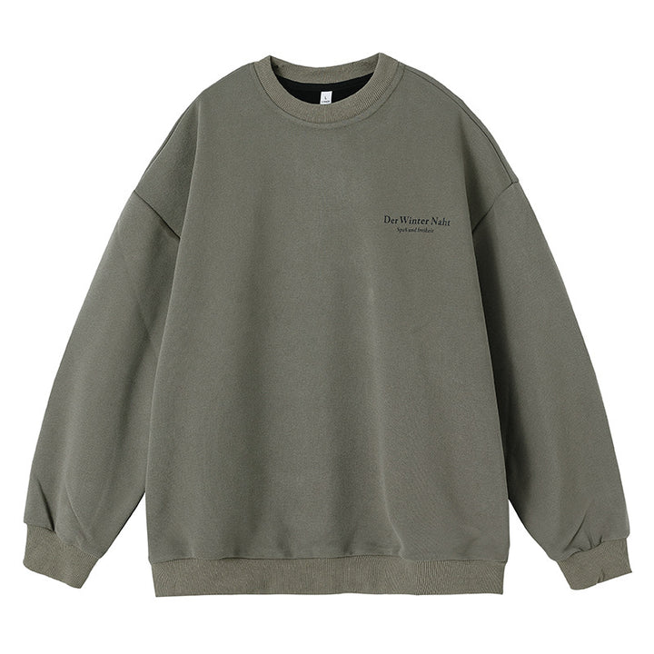 Unisex Oversize Rundhals-Sweatshirt aus schwerem French-Terry mit kleiner Bruststickerei Drune