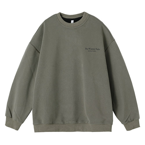 Unisex Oversize Rundhals-Sweatshirt aus schwerem French-Terry mit kleiner Bruststickerei Drune
