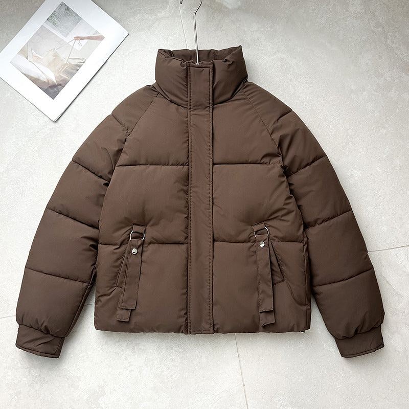 Damen nan kurze gesteppte Pufferjacke mit hohem Stehkragen, verdeckter Frontblende und D‑Ring Taschenapplikation Drune