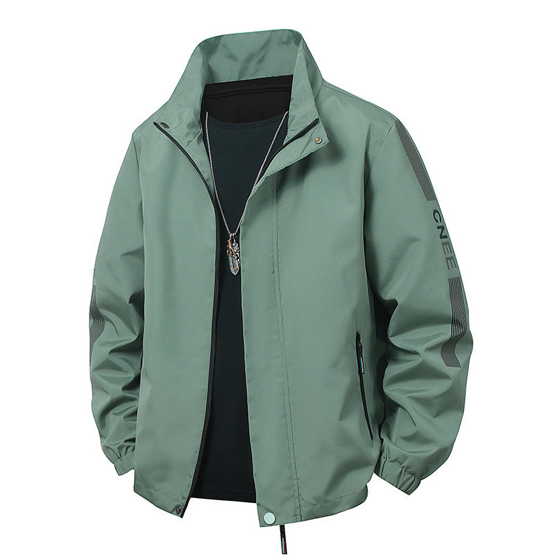 Herren Minimalistische technische Freizeitjacke mit hohem Kragen, verdecktem Reißverschluss und elastischen Bündchen Drune