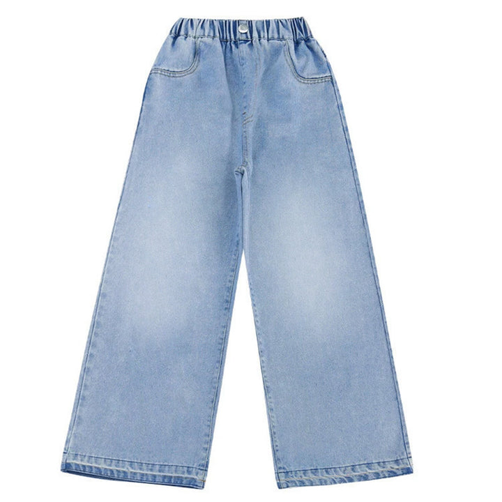 Damen weite Jeanshose mit elastischem Bund und hohem Sitz Drune