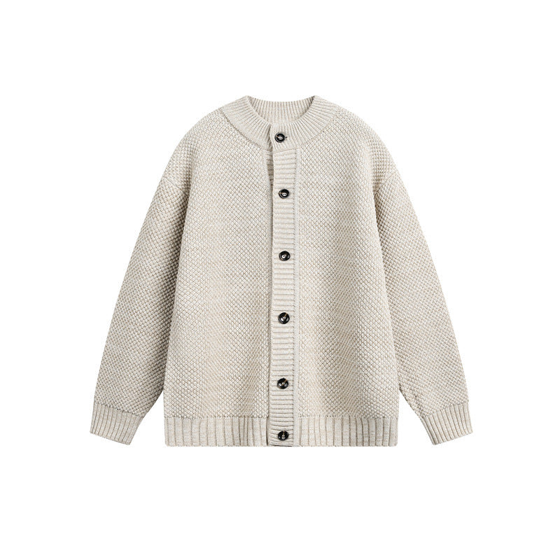 Unisex Grobstrick-Cardigan mit Perlmuster und durchgehender Knopfleiste Drune