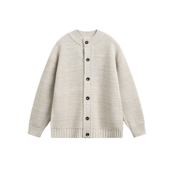 Unisex Grobstrick-Cardigan mit Perlmuster und durchgehender Knopfleiste Drune