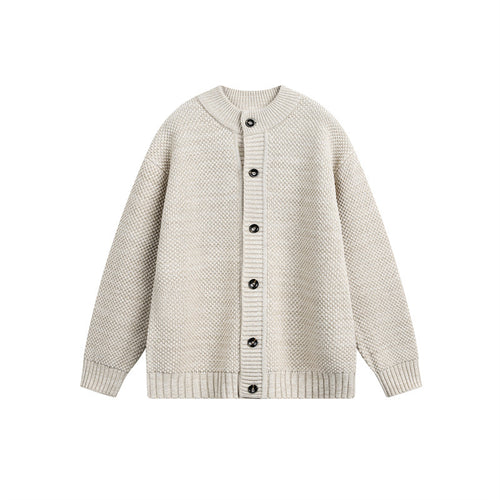 Unisex Grobstrick-Cardigan mit Perlmuster und durchgehender Knopfleiste Drune