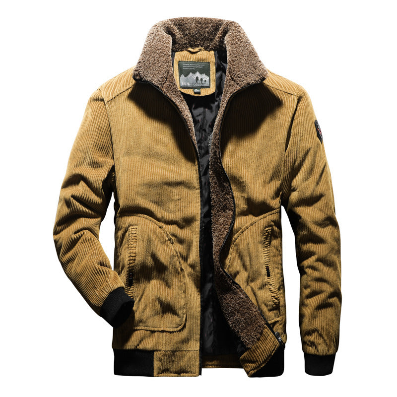 Herren Lässige Cordjacke mit warmem Teddyfutter Drune
