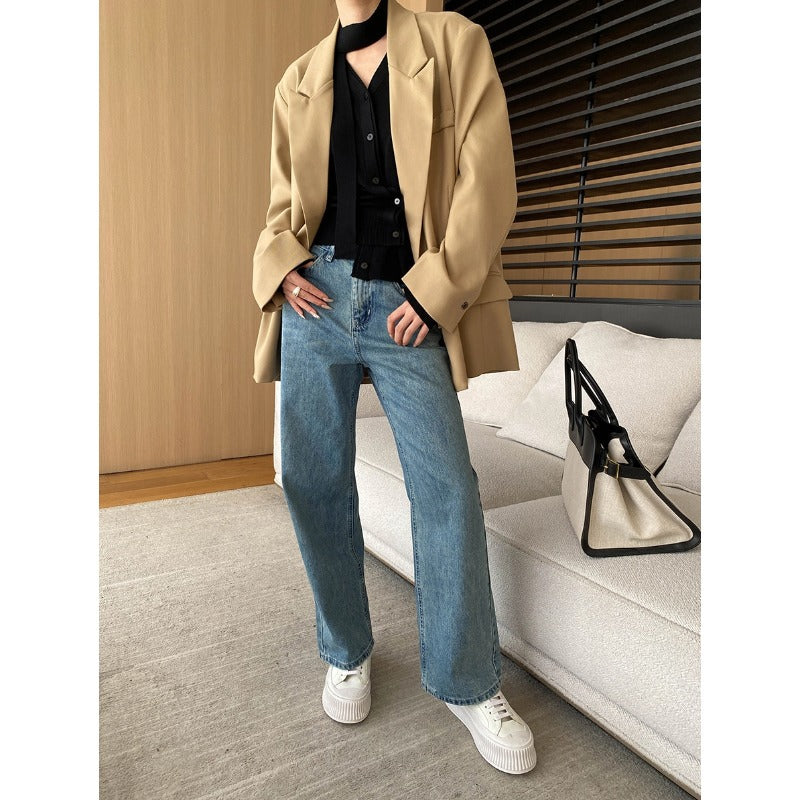 Damen High-Waist Jeans mit weitem Bein und klassischem Stil Drune