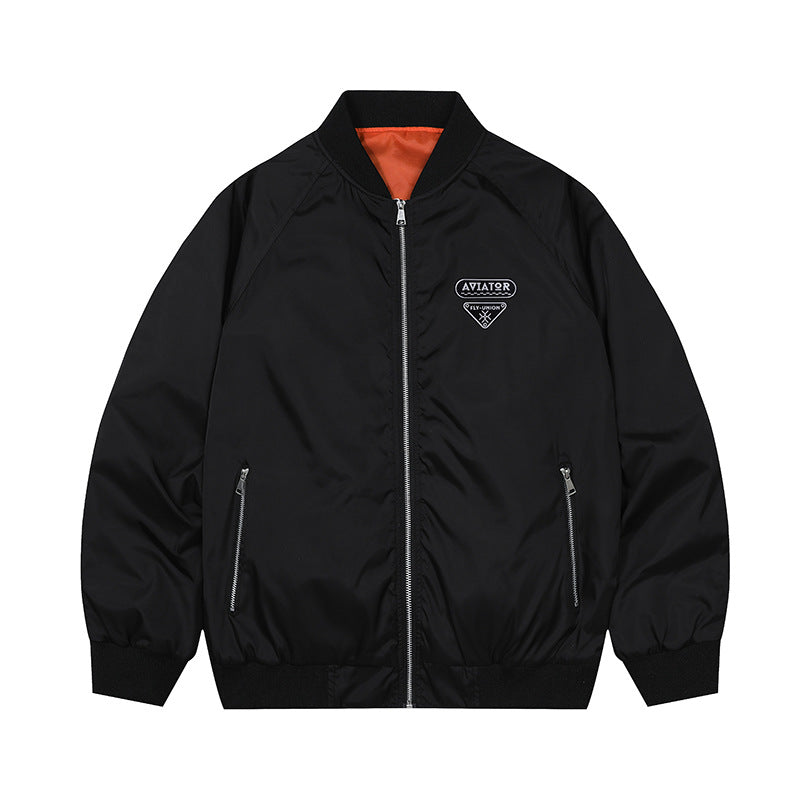 Herren  leichte Flugjacke mit vintage Flieger-Patch, kontrastierendem Satin-Futter und Reißverschlusstaschen Drune