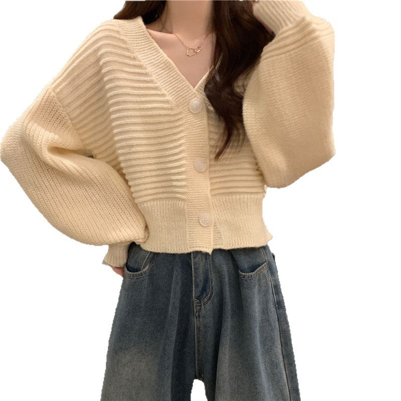 Damen Modischer Strickcardigan mit V-Ausschnitt Drune