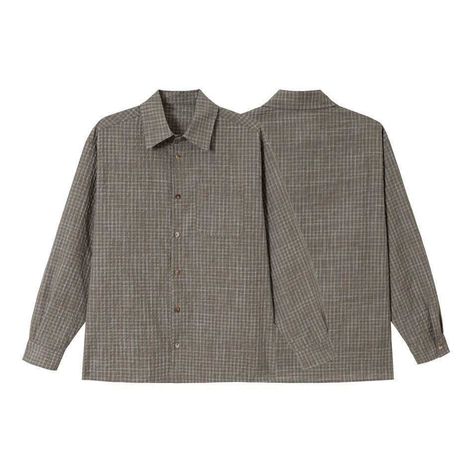 Herren Leichtes Karo-Overshirt aus Baumwollmischung mit geradem Saum und aufgesetzter Brusttasche Drune