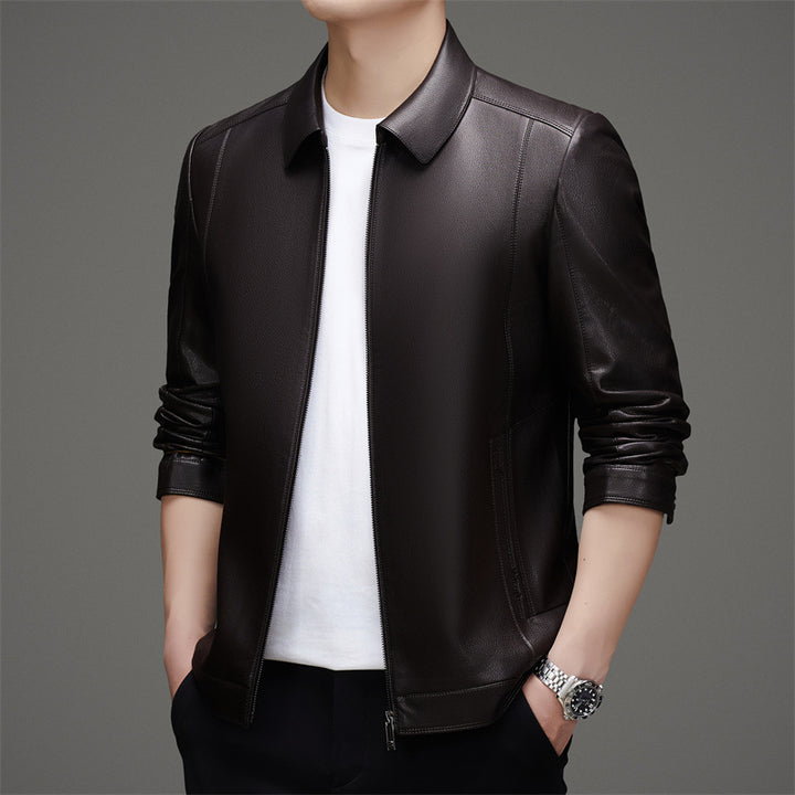 Herren modische Kunstlederjacke mit sportlichem Schnitt und praktischen Taschen Drune