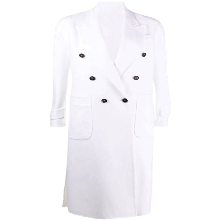 Damen Zweireihiger Midimantel im modernen Tailoring mit verlängertem Revers und aufgesetzten Taschen Drune