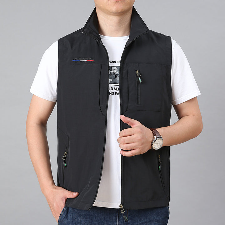 Herren nan ultraleichte technische Outdoorweste mit wasserabweisendem Ripstop, Stehkragen und mehrfachen Reißverschlusstaschen Drune