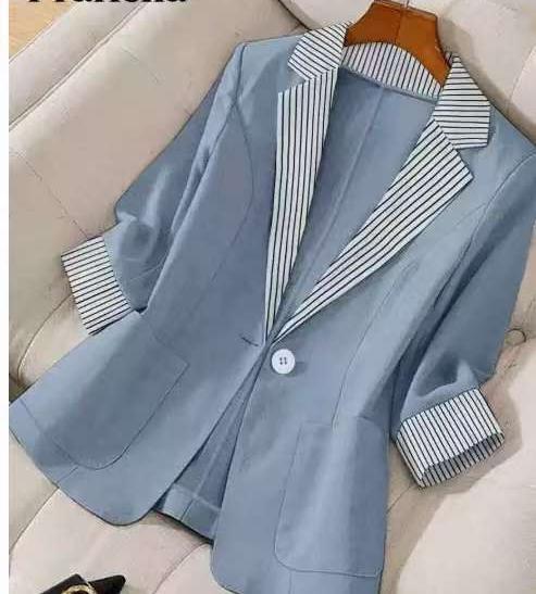 Damen elegante Leinenblazerjacke mit lässigem Schnitt Drune