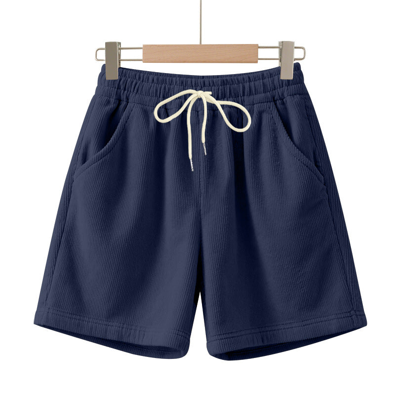Herren nan gerippte Jersey-Shorts mit elastischem Bund, dekorativem Kordelzug und seitlichen Eingrifftaschen Drune