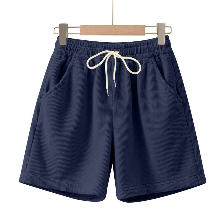 Herren nan gerippte Jersey-Shorts mit elastischem Bund, dekorativem Kordelzug und seitlichen Eingrifftaschen Drune