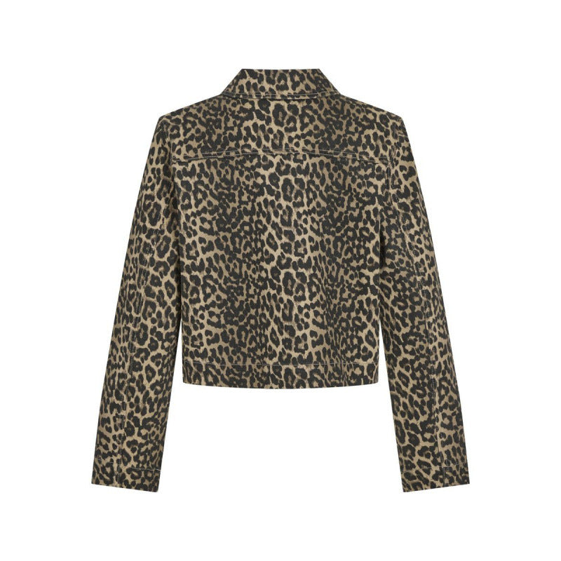Damen lässige Leo-Print Jacke mit praktischen Taschen Drune