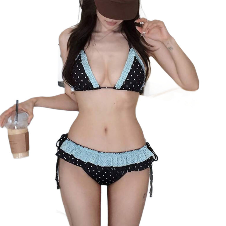 Damen Triangel-Bikini mit Rüschen und dekorativem Design Drune