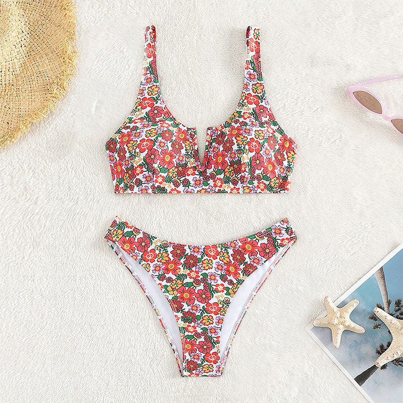 Damen Floral Design Bikini Drune