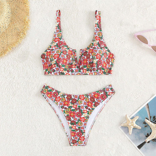 Damen Floral Design Bikini Drune