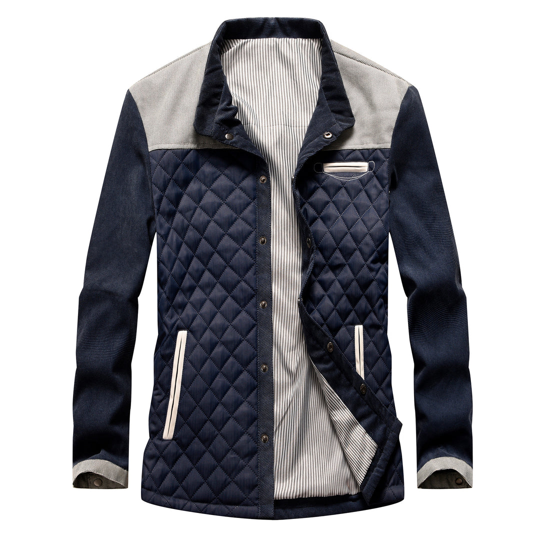 Herren Stepp-Fieldjacke mit Rautensteppung und Kontrastbesatz Drune