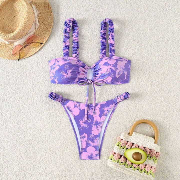 Damen Hochgeschnittener Bikini mit Rüschendetails Drune