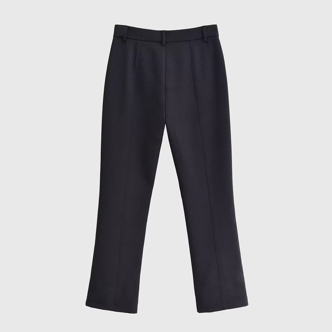Damen Elegante gerade geschnittene Anzughose mit Bundschlaufen und Paspeltaschen Drune