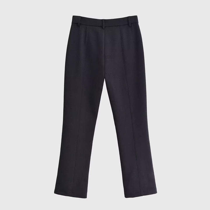 Damen Elegante gerade geschnittene Anzughose mit Bundschlaufen und Paspeltaschen Drune