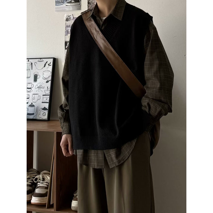 Herren Modischer Grobstrickpullover ohne Ärmel Drune