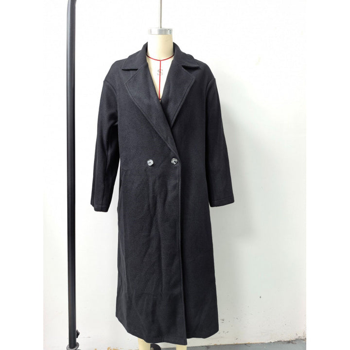 Damen Oversize Wollmix-Mantel mit doppelreihiger Knopfleiste, weitem Reverskragen und Eingrifftaschen Drune