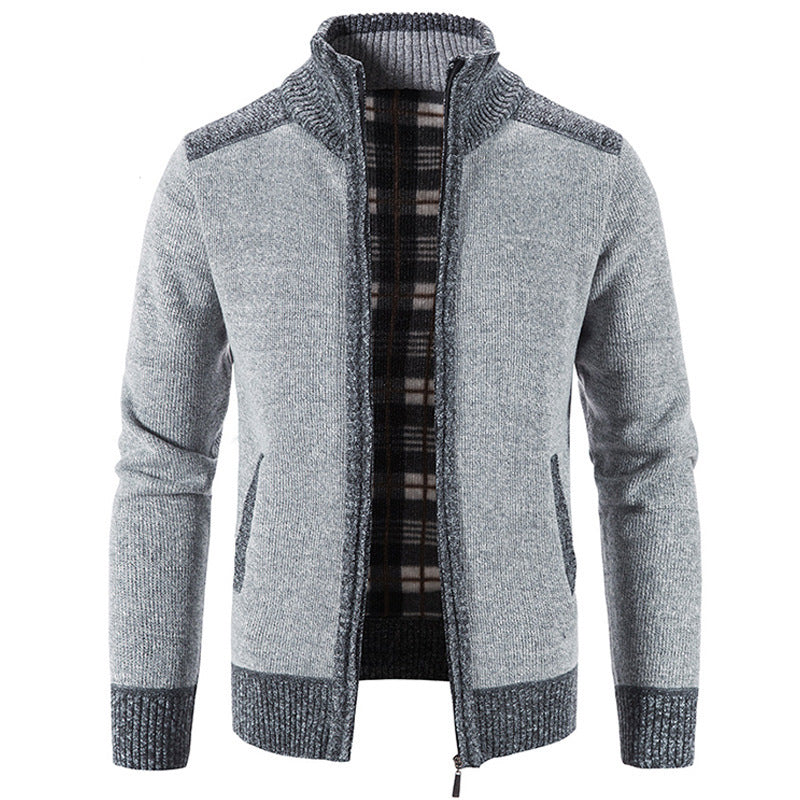 Herren Strickjacke mit modernem Stehkragen und strukturiertem Design Drune