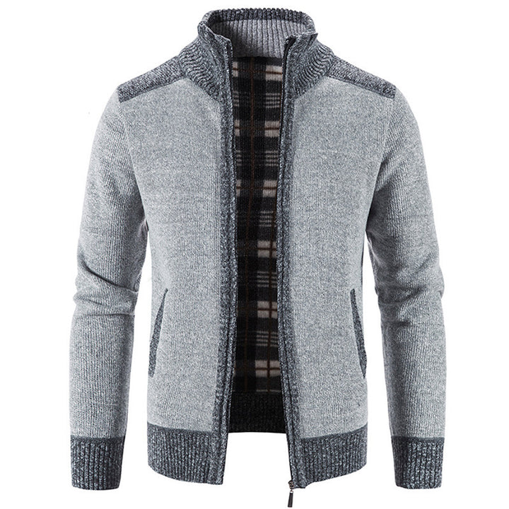 Herren Strickjacke mit modernem Stehkragen und strukturiertem Design Drune
