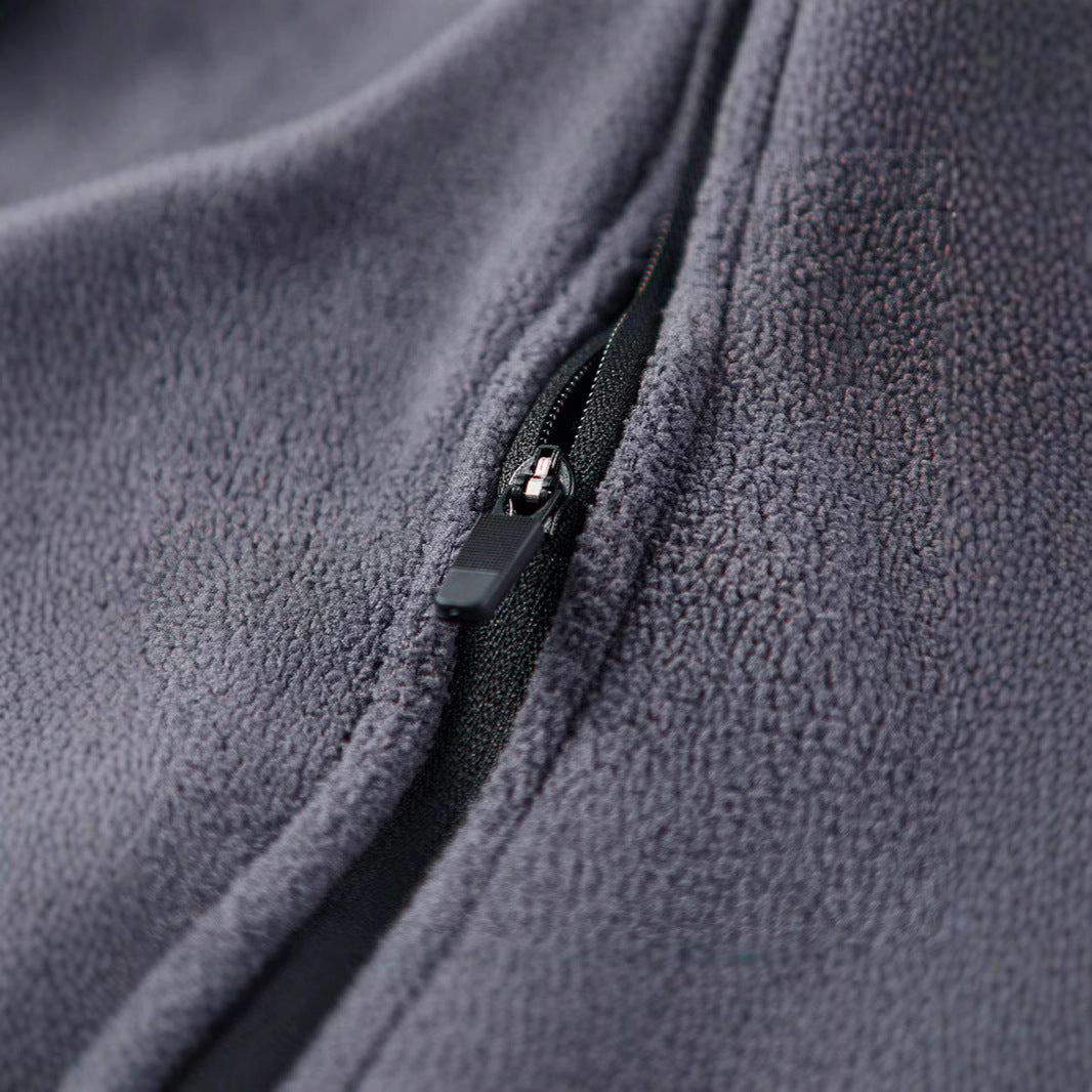 Herren Flauschiger Zip‑Troyer Fleecepullover mit Stehkragen und Raglanärmeln Drune