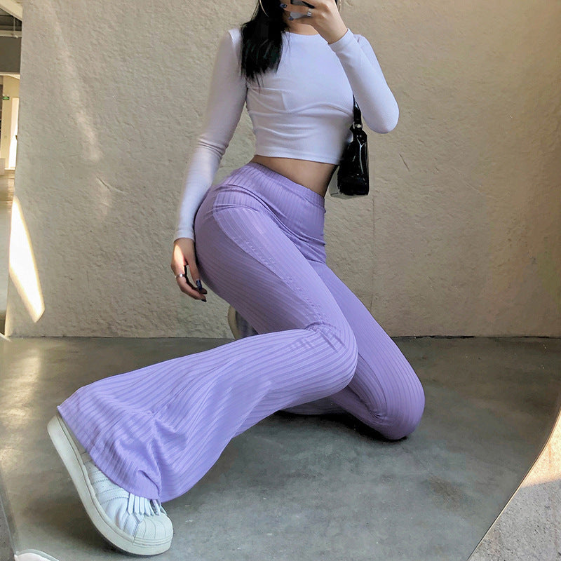 Damen Flared Pants im modischen Rippdesign Drune