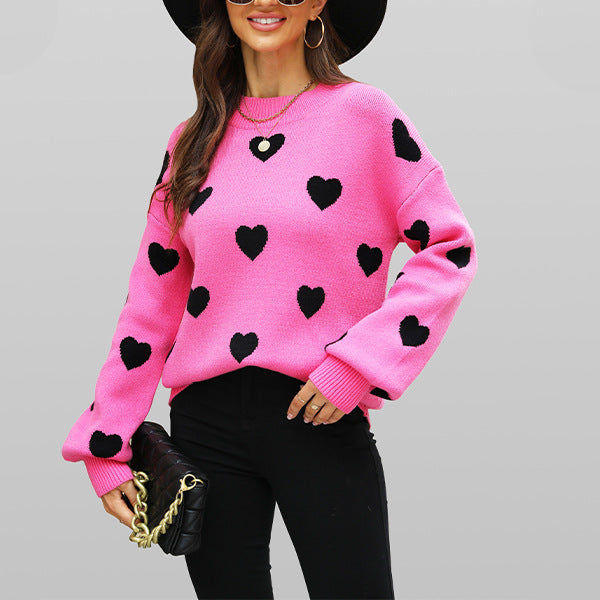 Damen Herzmuster Pullover Drune