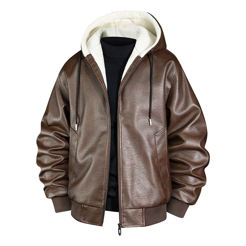 Herren Coole Kunstlederjacke mit kuscheliger Innenausstattung Drune