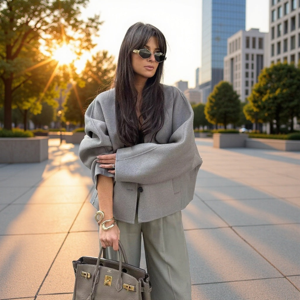 Damen Modische Jacke mit schickem Schnitt und praktischen Taschen Drune