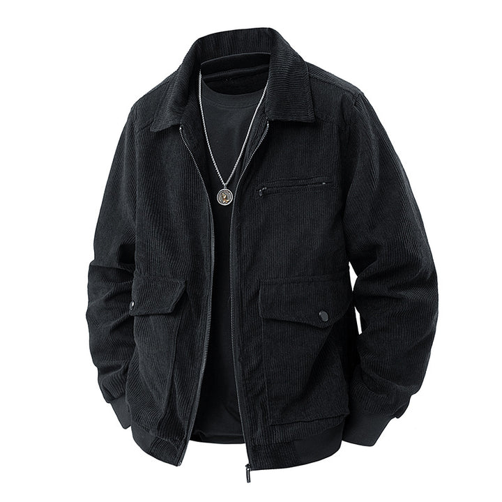 Herren  Corduroy Utility-Bomberjacke mit Reißverschluss-Brusttasche und Klapptaschen