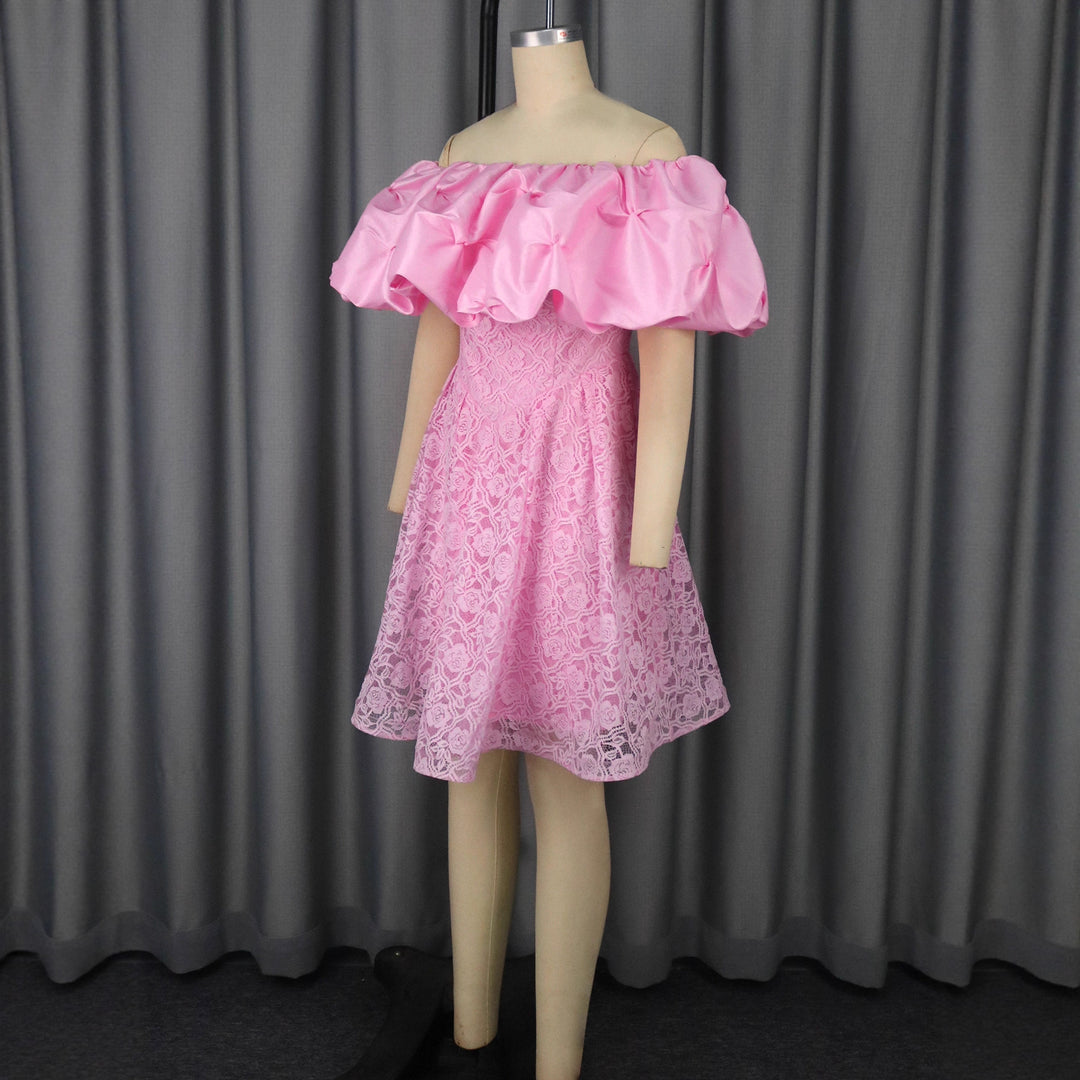 Damen Cocktailkleid mit voluminösem Rüschensaum Drune