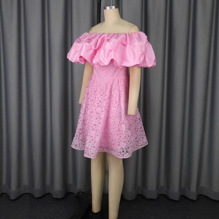 Damen Freizeitkleid mit schulterfreiem Volant Drune