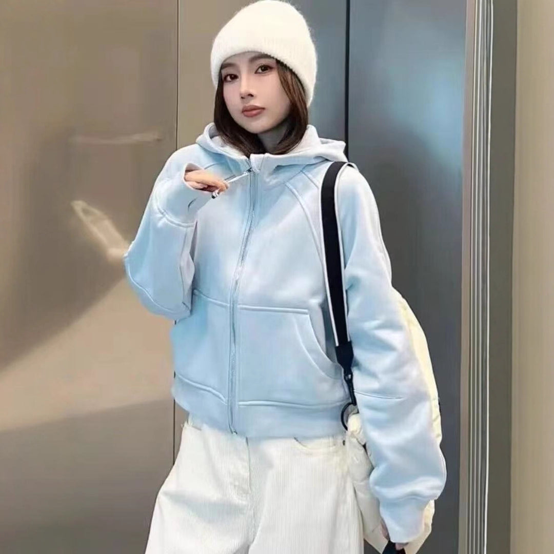 Lässige lockere Damenjacke mit Kapuze