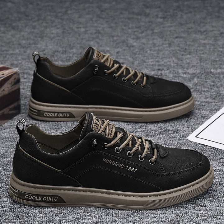 Herren Casual Lederimitat-Sneaker mit gepolsterter Ferse und profilierter Gummisohle Drune