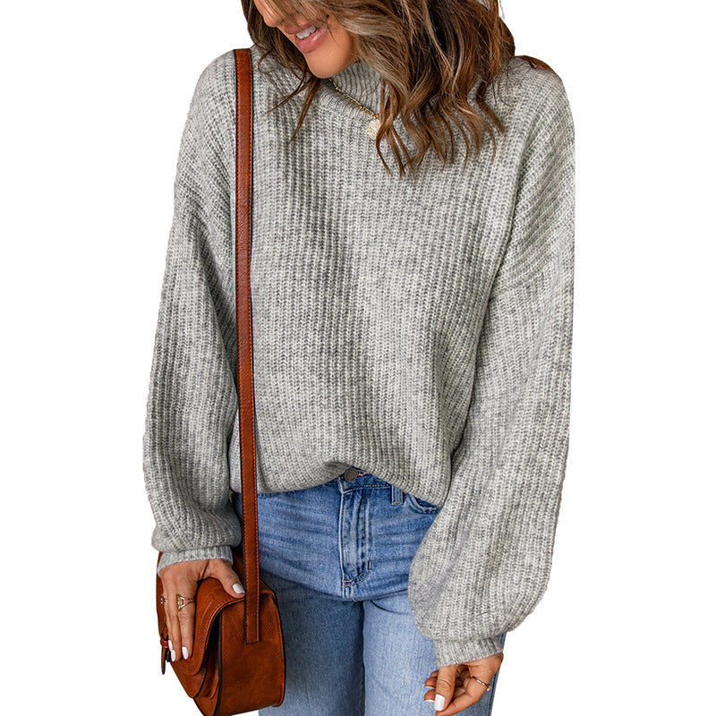 Damen Übergroßer Pullover mit strukturiertem Muster und hochgeschlossenen Ausschnitt Drune